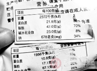 正林大师开心果吃出鸡毛 营养成分表被覆盖