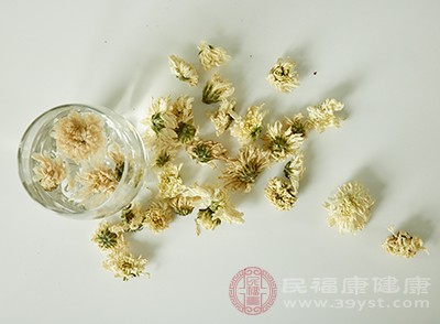 雪梨洗干净，去芯连皮切成小块，菊花洗干净备用